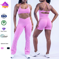 Ensemble de vêtements de sport sans couture pour femmes, soutien-gorge de sport push-up, leggings de yoga à dos ouvert, tenue de sport pour la salle de sport, la course à pied