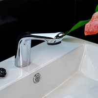 Robinet de lavabo mural électrique sans contact à capteur automatique, monotrou, chromé