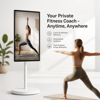 Monitor de TV LED Inteligente con Pantalla Táctil de 15.6 Pulgadas, Portátil, Móvil, con Soporte de Piso Inalámbrico, Blanco, Smart TV Full HD, para Educación al Aire Libre, 1 Año de Garantía