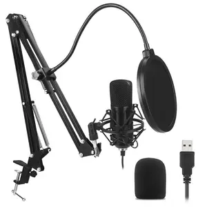 Microphone d'enregistrement en direct, à condensateur, câble USB, 192KHZ/24 bits, enfoncés, sans conducteur, enregistrement en direct