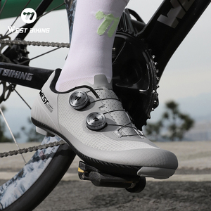 Chaussures de cyclisme professionnelles WEST BIKING unisexes, chaussures de vélo à clip, semelle rigide, baskets de route respirantes en mesh, chaussures de course - Product Image 6