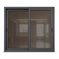 Fenêtres coulissantes horizontales en aluminium à cadre vitré, traitement de surface anodisé, résistantes au vent et à la poussière, pour projets d'appartements et d'hôtels