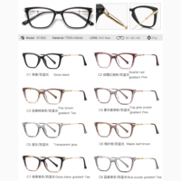 MS 81682 Lunettes de vue transparentes anti-lumière bleue pour femmes, monture élégante avec strass et branches texturées à dégradé lisse