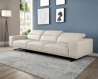 Canapé Chesterfield ergonomique en cuir véritable beige, design moderne minimaliste, élégant et durable, avec rembourrage en éponge, design bas profil pour salon
