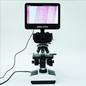 C-107T + LCD 삼안현미경 1600 배율 이중층 이동 플랫폼 교육 현미경 생물학 실험실 - Product Image 1