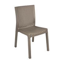Chaise de salle à manger empilable sans accoudoirs en rotin, résistante aux intempéries, couleur taupe, de qualité supérieure, pour l'extérieur et le salon, vente en gros
