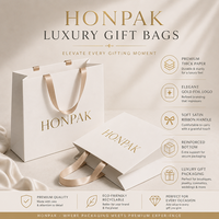 HONPAK Embalaje de joyería de boda de lujo Tamaño personalizado Bolsas de cartón de alta calidad con cinta Artículo promocional de bajo precio