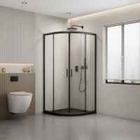 Cabine de douche moderne avec porte en verre transparent, cadre en aluminium, surface polie, style coulissant - pour hôtels