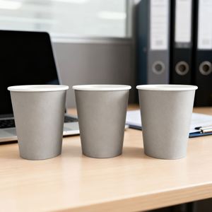Gobelets en papier jetables personnalisés de 8 oz à paroi simple pour café et expresso, couleur grise, avec votre propre logo, fabriqués par - Product Image 4