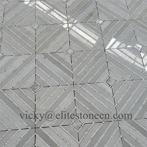 モダンなデザイン装飾安いカララ白大理石石ウォータージェットモザイクタイル正方形パターンヴィラ内壁用モザイク - Product Image 5