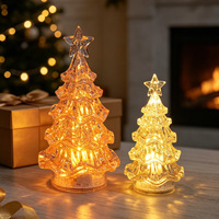 Lampu Lilin Elektronik LED Pohon Natal Bertenaga Baterai, Hiasan Dekorasi Rumah Mewah QY, Lampu Meja Akrilik Natal, Hadiah