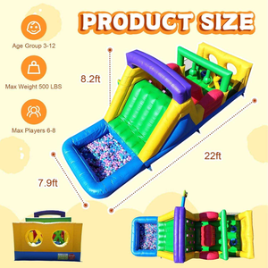 Castillo Inflable con Tobogán Acuático, Piscina <span class=keywords><strong>de</strong></span> Pelotas y Pista <span class=keywords><strong>de</strong></span> Obstáculos para <span class=keywords><strong>Parque</strong></span> Acuático en Casa, <span class=keywords><strong>Alquiler</strong></span> <span class=keywords><strong>de</strong></span> Juegos Infantiles para Interiores y Exteriores - Product Image 3