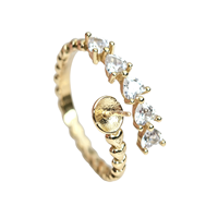 Bague en argent en forme de cœur, sertie de micro-zircons, ouverte et ajustable pour femme, sans perle incluse, composants DIY en argent