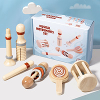 Wooden Musical Instruments Set for Toddler Kids Mini Percussion Toy Flute Rattle Sensory Learning Educational Montessori Gift
