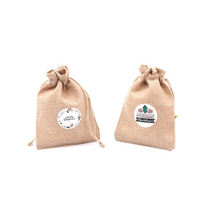 Natural Promoción de <span class=keywords><strong>yute</strong></span> <span class=keywords><strong>Lino</strong></span> Navidad Candy Mini personalizado bolsas de regalo de impresión - Product Image 6