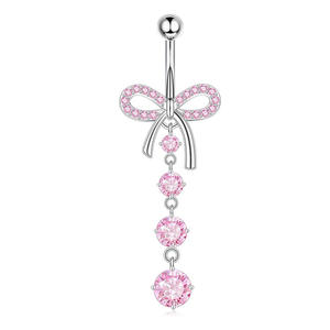 Vente en gros usine : Piercing de nombril sexy pour femme en acier inoxydable 316L plaqué or, micro-<span class=keywords><strong>pavé</strong></span> de zircons colorés, motif nœud - Product Image 5