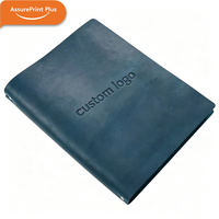 Carpeta de Anillas A4 Grande, de Cuero Vacuno Genuino Vintage, con Tapa Dura, 4 Anillas, Hojas Sueltas, Logotipo Personalizado en Relieve, Portafolio Empresarial