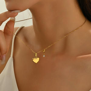 Joyería de moda al por mayor de acero inoxidable no se deslustra 18K chapado en oro CZ en forma de corazón múltiples estilos colgante collar para mujer - Product Image 3