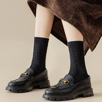 Chaussettes d'hiver pour femmes, couleur unie, tricotées, thermiques, épaisses, décontractées, noires, blanches, en cachemire, en laine, en chanvre japonais, en polyamide
