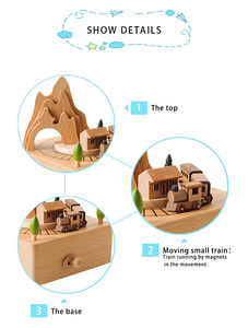 Nueva llegada de stock: Caja de música de madera con tren giratorio pequeño para regalos - Product Image 3