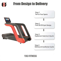 Tapis de course commercial avec écran tactile, main courante pleine longueur, plateforme à courroie plate et boîtier renforcé pour équipement de fitness