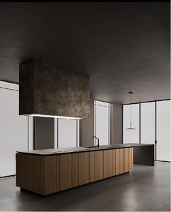 เฟอร์นิเจอร์ครัวสำเร็จรูปสไตล์โมเดิร์นสำหรับโรงแรมเชิงพาณิชย์ ดีไซน์หรูหราแบบอิตาลี ชุดตู้เก็บของติดผนังพร้อมไอส์แลนด์ ผลิตภัณฑ์โลหะสำหรับห้องนั่งเล่น - Product Image 2