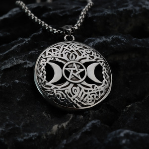 Men's Stainless Steel Pendant Necklace Viking Tree Of Life <b>Design</b> <b>Star</b> Pattern Geometric Gift Jewelry - Product Image 3