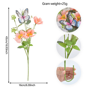 Ramo de Mariposas <span class=keywords><strong>Cosmos</strong></span> Artificiales Hechas a Mano, de Seda Ligera, Flores Silvestres, para Boda, Día de la Madre, Centro de Mesa, Decoración del Hogar, Primavera - Product Image 5