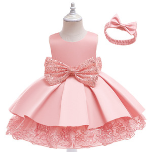 1st Birthday Baptism Princess <strong>Dress</strong> for Girls Summer Kids Clothing With <strong>Lace</strong> Decoration ODM Supply Toddler Size