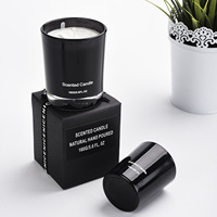 Bougie en cire de soja entièrement naturelle de qualité supérieure, hautement parfumée pour la décoration de la maison, pot en verre noir et blanc avec boîte cadeau pour Thanksgiving