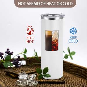 Vaso térmico delgado de acero inoxidable blanco de 20 oz personalizado con tapa y pajita, ideal para regalo DIY, grabado láser, rendimiento térmico para bebidas frías, hecho en China. - Product Image 4