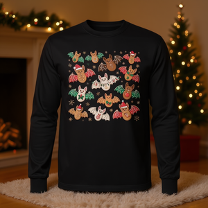 T-shirt à manches longues Bat Santa Christmas Gingerbread Cookies Bat Merry Batmas - Product Image 3