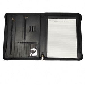 Carpeta de Negocios Negra y Marrón de Alta Calidad, de Cuero, Multifuncional, con Cierre, para Oficina, Bolsa de Mano Promocional - Product Image 2