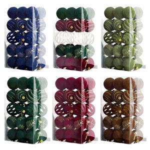 6cm Velvet Plastic <b>Christmas</b> Balls 30 Pieces Flocked Fabric Painted Xmas Ornament Hanging Decor Balls Wholesale - Product Image 1