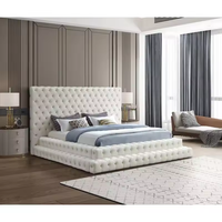 Meubles de chambre design moderne de luxe Docarelife rembourrés en velours tissu extra doux chambre en bois lit Queen Size King Size