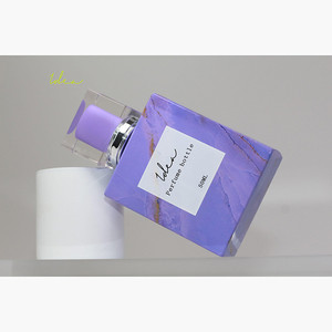 Custom Decoration Perfect Quality Colorful Vacuum Heat Transfer Purple Marbling Spray-<b>head</b> 75ml Perfume <b>Glass</b> Bottle - Product Image 5