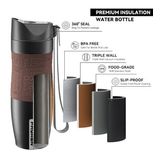 Couvercle de presse de tasse de voyage en acier inoxydable 304 à double paroi isolée bien faite 100% étanche 380/480ml capacité 12-24hr thermique - Product Image 5