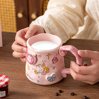 Tasse à café en céramique de 520 ml au design irrégulier, vente en gros d'usine, tasse en porcelaine jetable, compatible micro-ondes, cadeaux pour filles