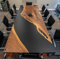 Table de restaurant en résine, mobilier d'extérieur de luxe, rivière, bois époxy personnalisé, prix d'usine