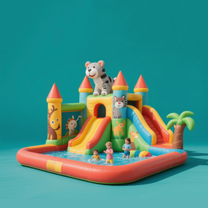 Venta de fábrica Casa gorila inflable Alquiler Castillo hinchable con piscina para niños - Product Image 5