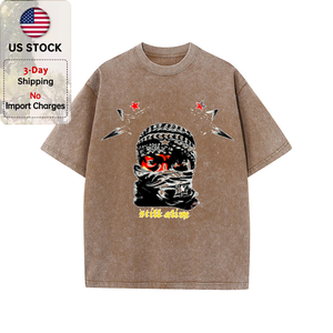 เสื้อยืดสตรีทแวร์พิมพ์ลายหน้ากากโอเวอร์ไซส์สไตล์วินเทจย้อนยุค สินค้าจากอเมริกา ขายส่ง Y2K เสื้อยืดฮิปฮอปผู้ชายลำลอง - Product Image 1