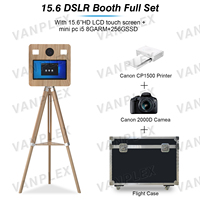 Cabina de Fotos DSLR Todo en Uno de 15.6 Pulgadas, Cámara SLR con Impresión Instantánea, Máquina para Selfies de Metal de Grado Aeronáutico, Control Remoto/Táctil, Estuche de Transporte