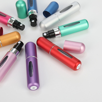 Flacon de voyage portable en métal de 5 ml avec sous-flacon et couvercle en plastique, couleur aluminium, pour parfums et lotions