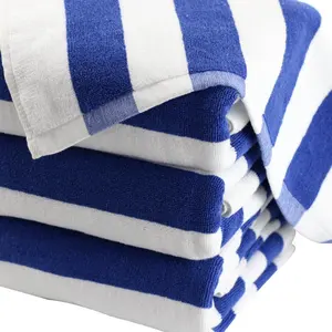100% Organic Cotton Oversized Beach Towels Super Absorbent Soft Plush Pool Towel Stripe Bath Towels