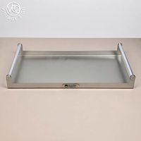 Plateau de service rectangulaire en acier inoxydable avec poignées, plateau alimentaire en métal poli miroir pour hôtel, bar, maison