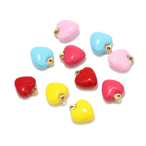 Drop oil charms stainless steel 2024 new fashion jewelry diy 13*13mm colorful heart pendant necklace accessories
