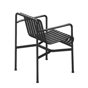 Ensemble de table à manger en fer forgé moderne pour l'extérieur avec plateau rayé et 4 chaises pour patio, jardin ou cour - Product Image 5