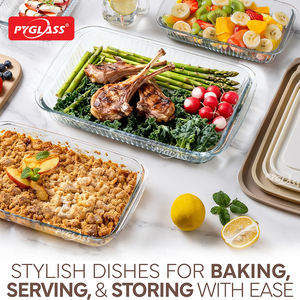 Bandejas para Hornear de Vidrio Resistente al Calor con Diseño Acanalado Pyglass, <span class=keywords><strong>Bandeja</strong></span> para Hornear de Vidrio con Tapa de PE - Product Image 3