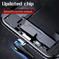 3in1 lumière LED 3A 90 degrés en forme de L aimant magnétique chargeur rapide câble de charge téléphone portable usb type c micro i phone
