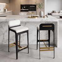Tabouret de bar de cuisine de luxe italien, chaise de comptoir minimaliste nordique avec dossier ergonomique pour café, pub, sièges commerciaux